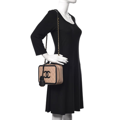 Chanel Caviar Quilted Medium CC Filigree Vanity Case Beige Black 2 of 10
