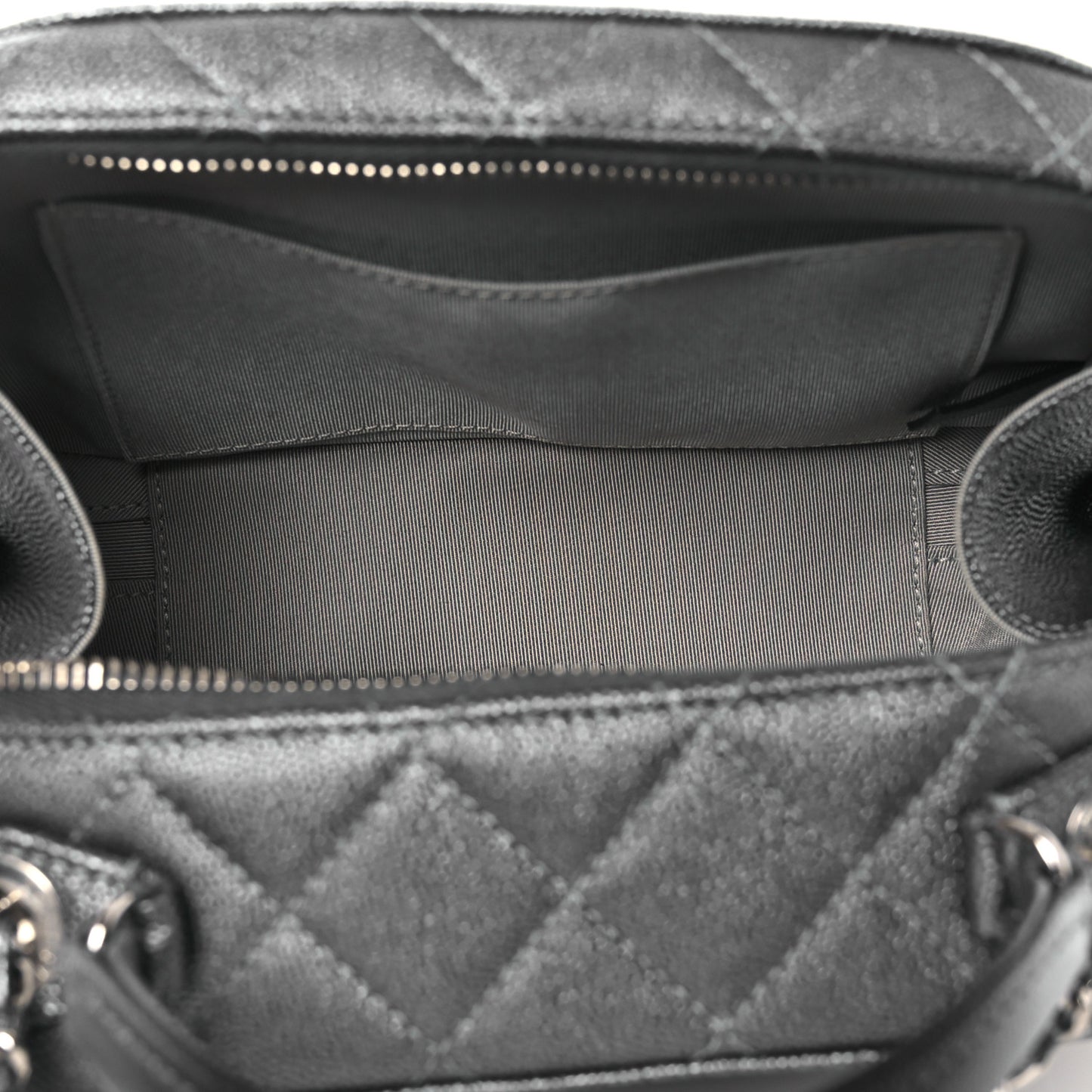 Metallic Caviar Small Coco Curve Vanity Bag Navy Blue Silver