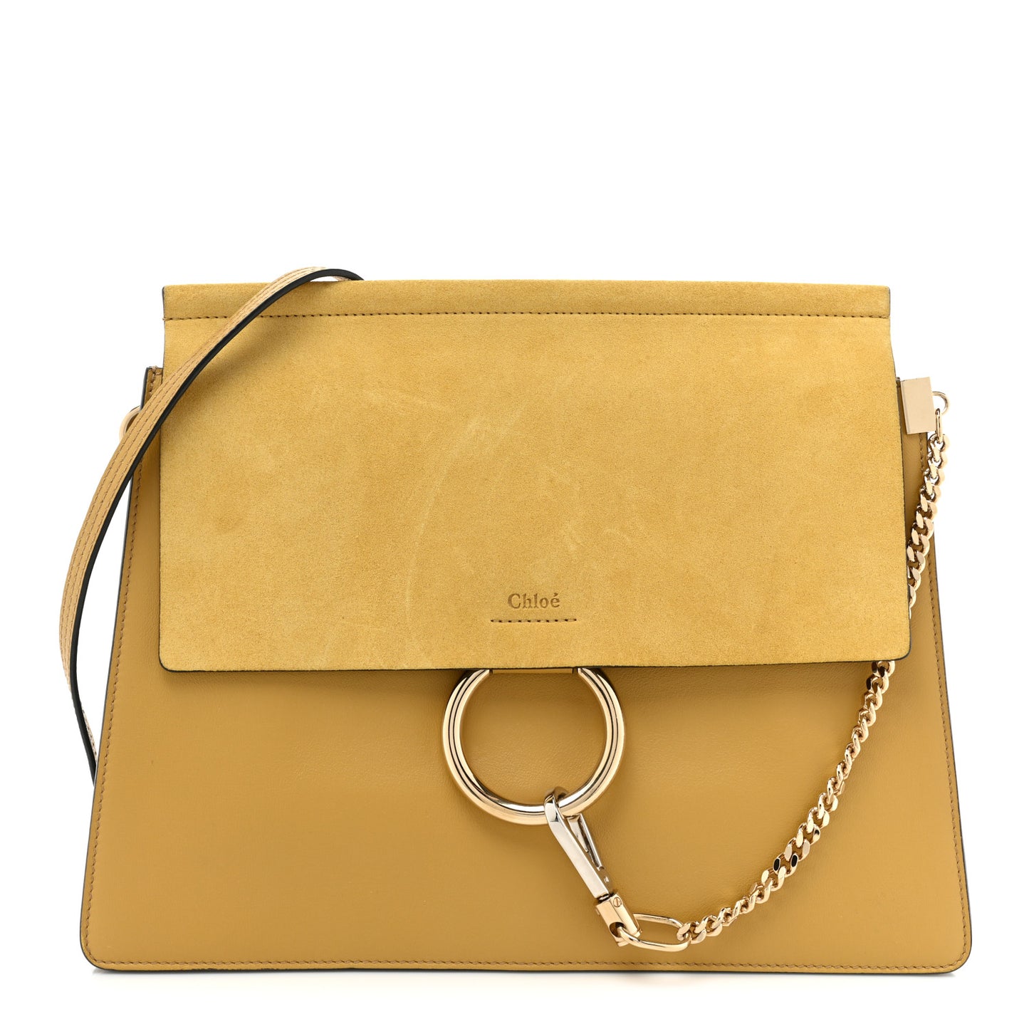 Suede Calfskin Medium Faye Shoulder Bag Dusty Yellow