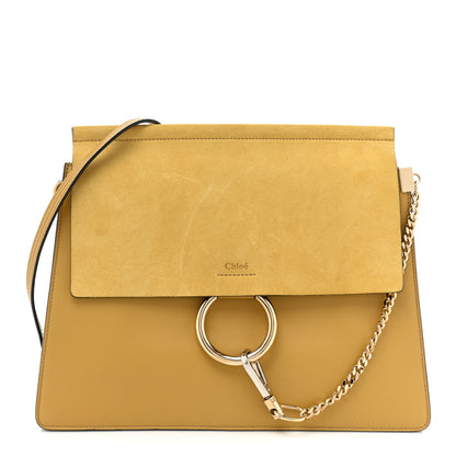 Chloe Suede Calfskin Medium Faye Shoulder Bag Dusty Yellow 1 of 12