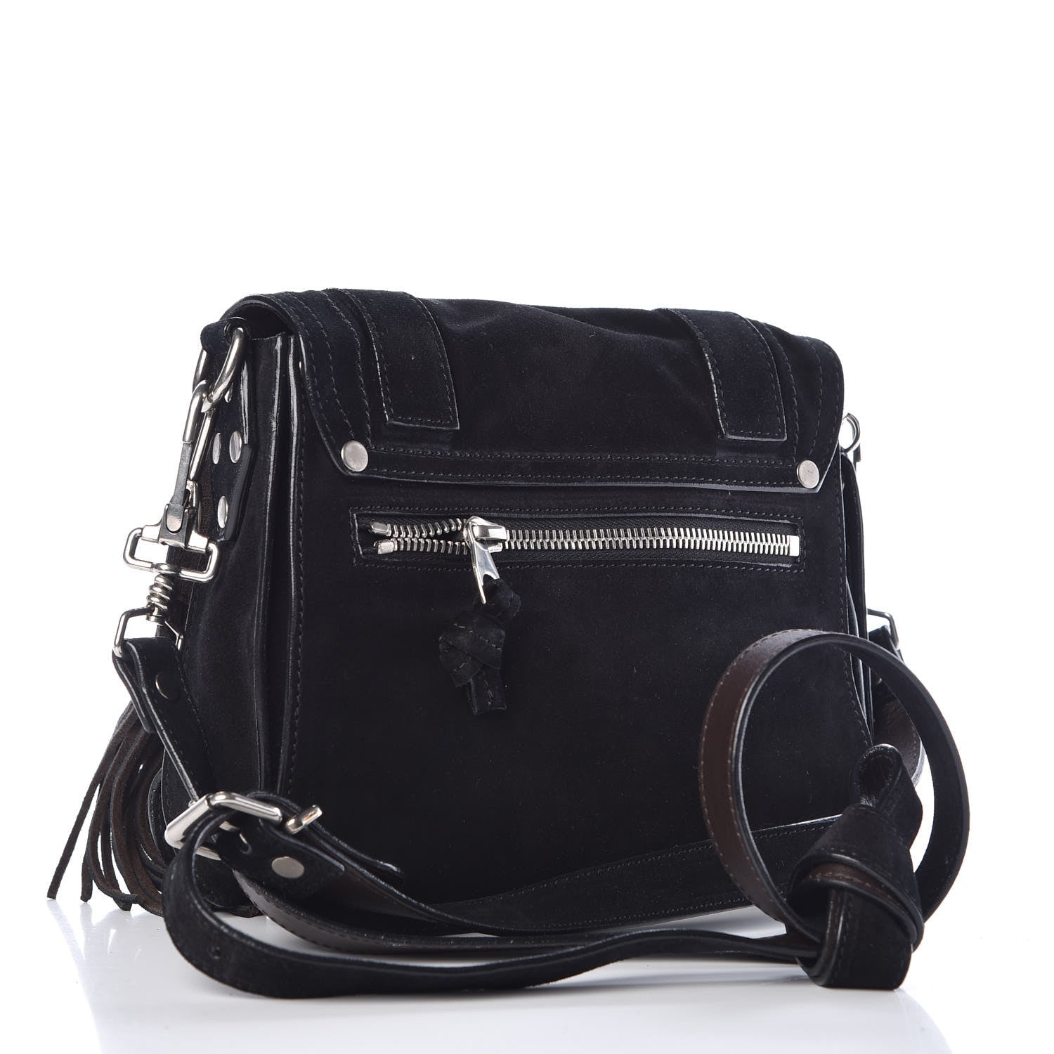 Proenza Schouler Suede Fringed PS1 Crossbody Pouch Black 3 of 10