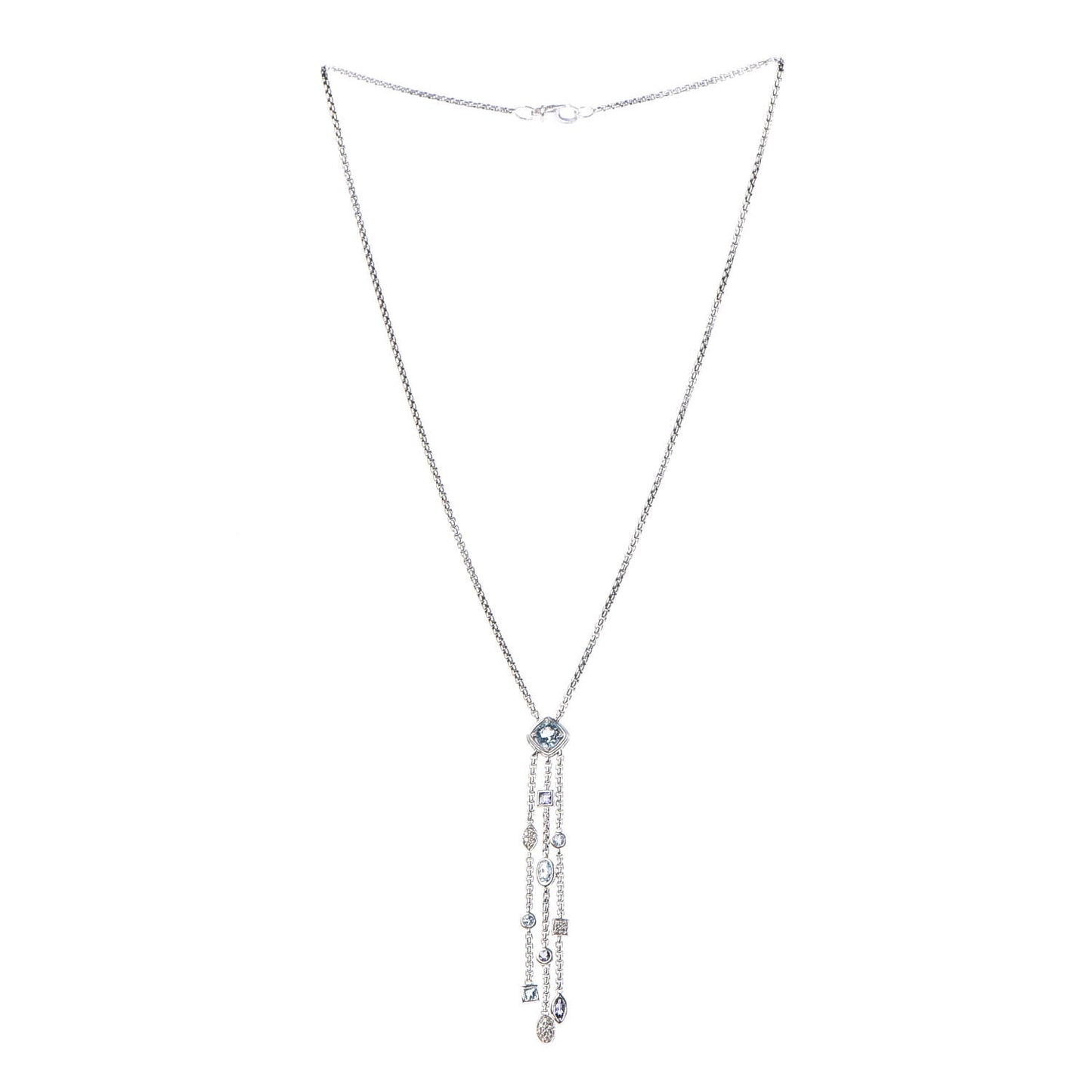 Sterling Silver Diamond Iolite Blue Topaz Confetti Ice Necklace