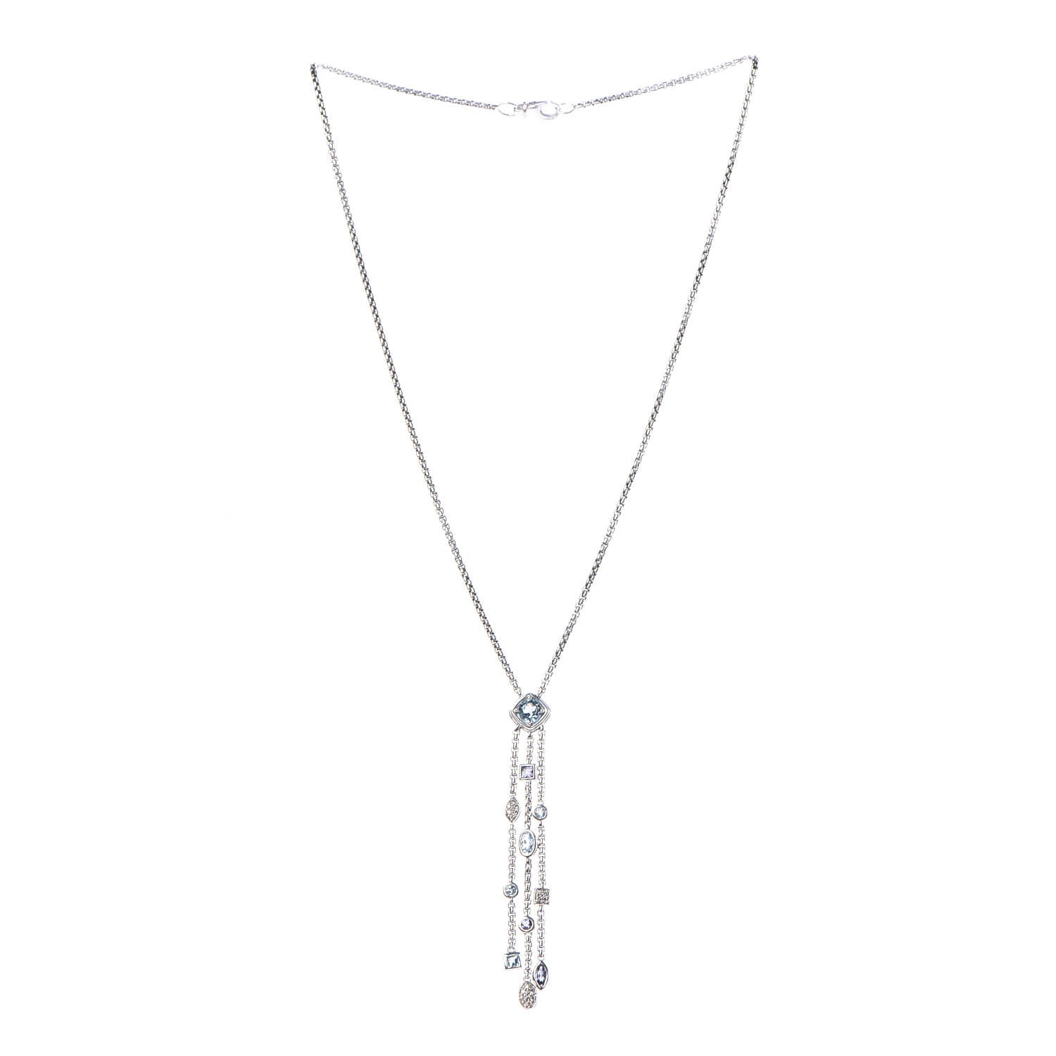 David Yurman Sterling Silver Diamond Iolite Blue Topaz Confetti Ice Necklace 3 of 6