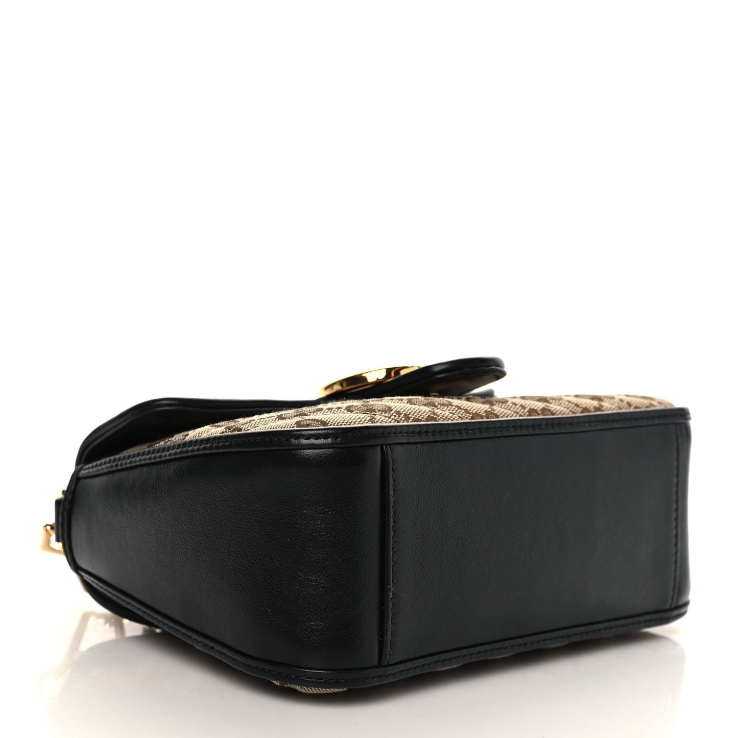 Monogram Azalea Calfskin Matelasse Diagonal Mini GG Marmont Top Handle Shoulder Bag Beige Ebony Black