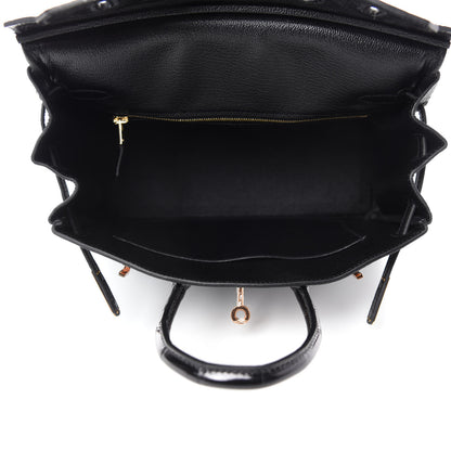 Hermes Togo Shiny Niloticus Crocodile Birkin Touch 25 Black 17 of 36