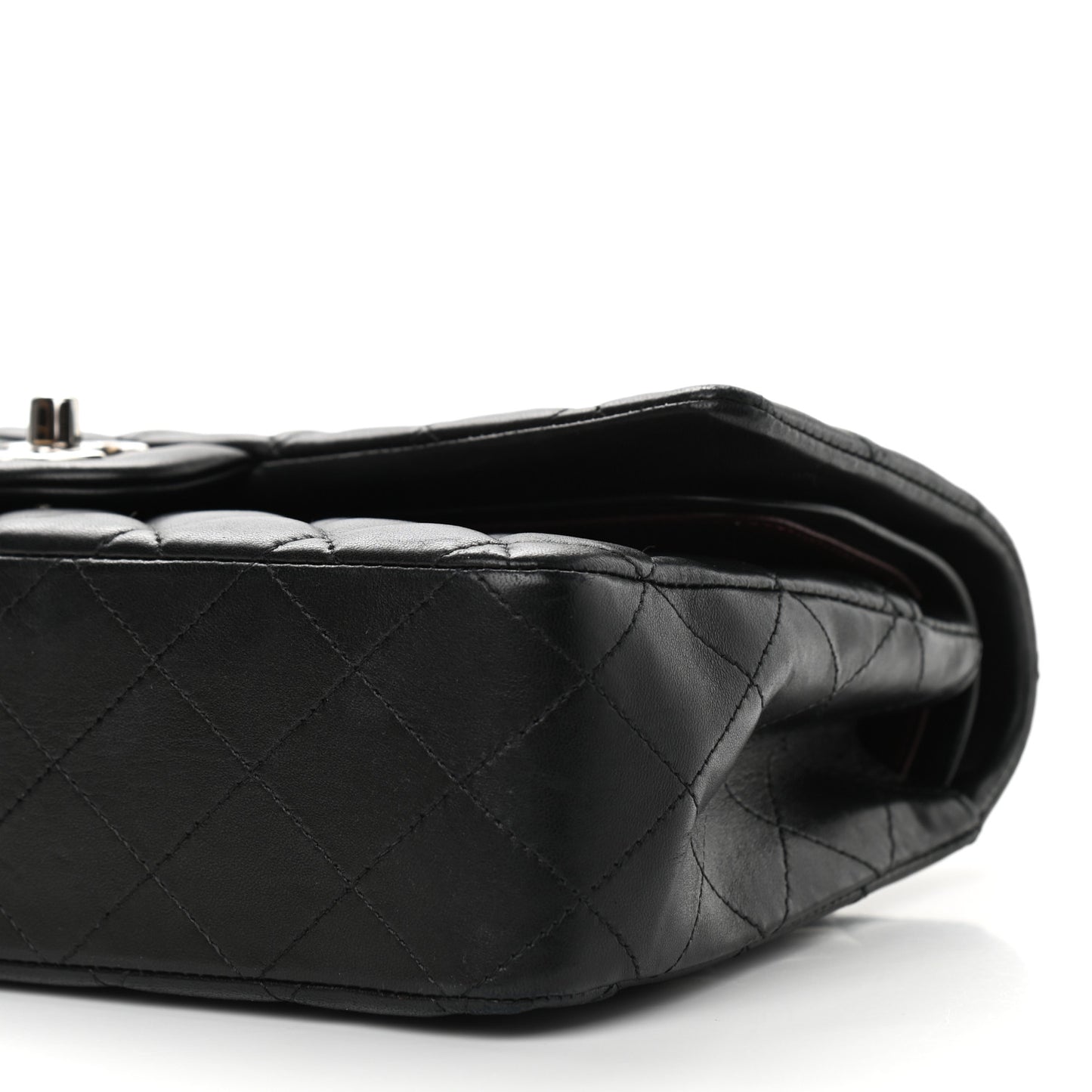 Lambskin Quilted Medium Double Flap Black