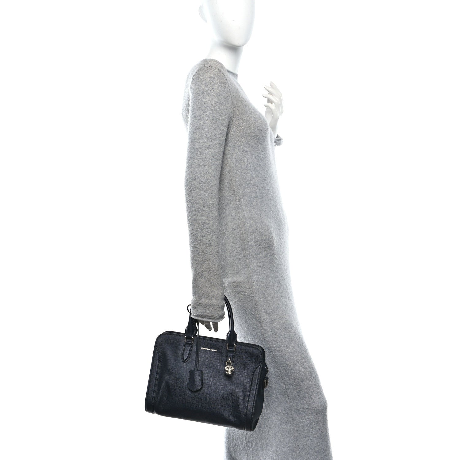 Alexander McQueen Pebbled Calfskin Small Skull Padlock Zip Around