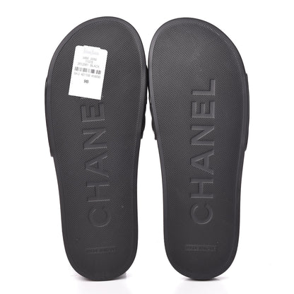 Chanel Lambskin Quilted CC Mules Sandals 39 Black 6 of 10