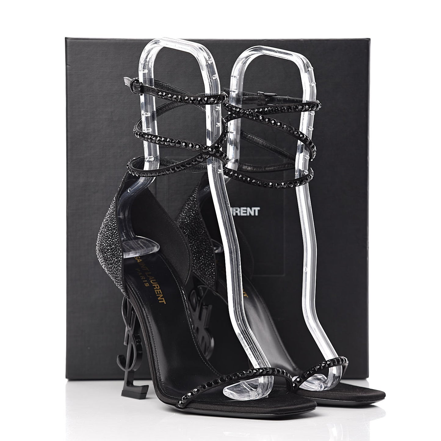 Satin Crystal Opyum Sandals 39 Black