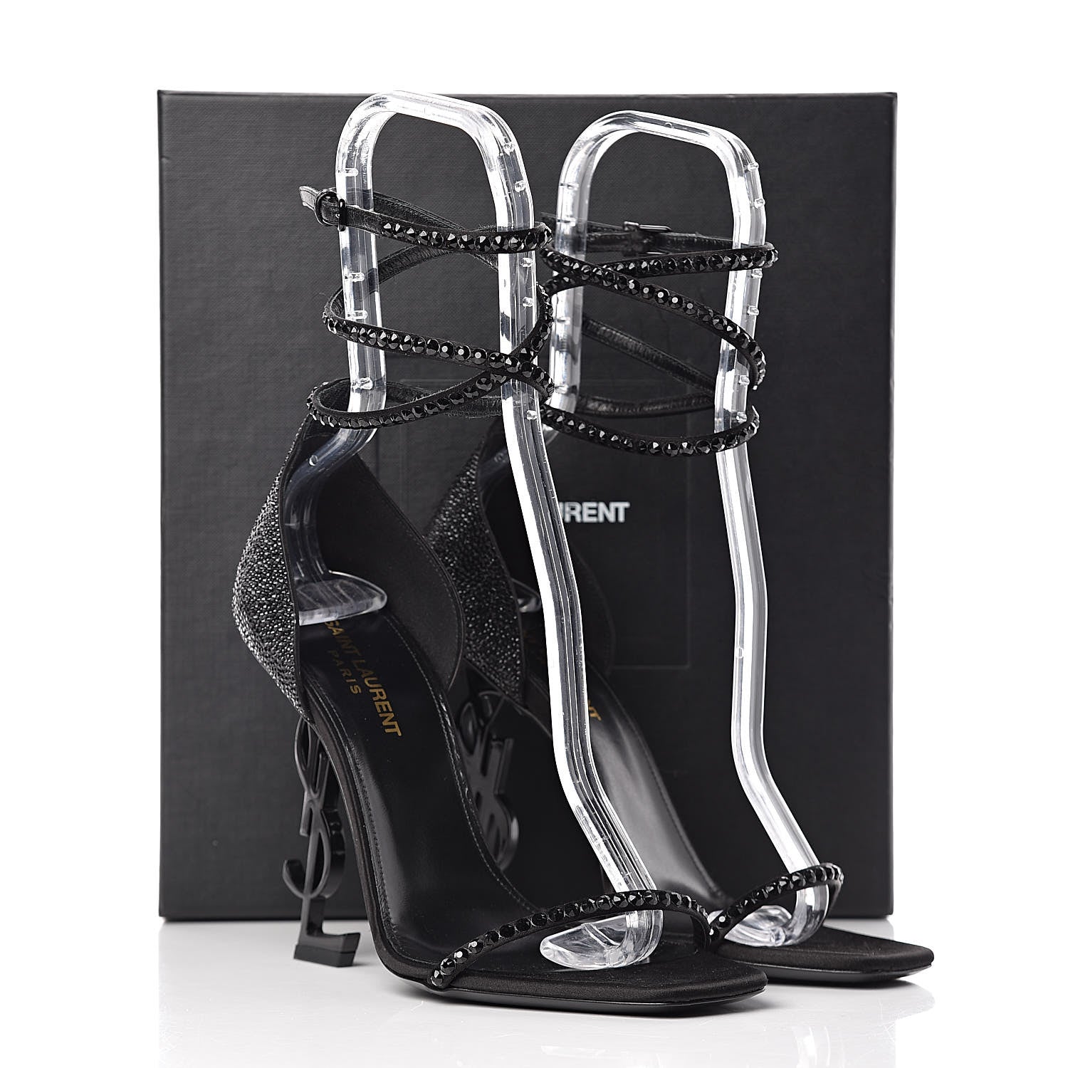 Saint Laurent Satin Crystal Opyum Sandals 39 Black 9 of 9