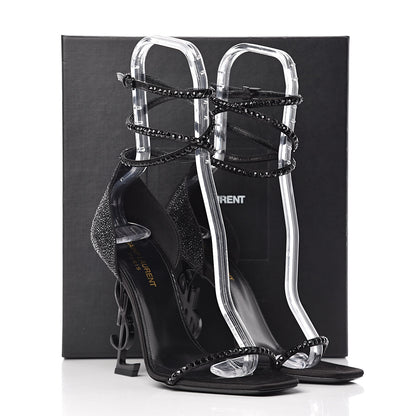 Saint Laurent Satin Crystal Opyum Sandals 39 Black 9 of 9