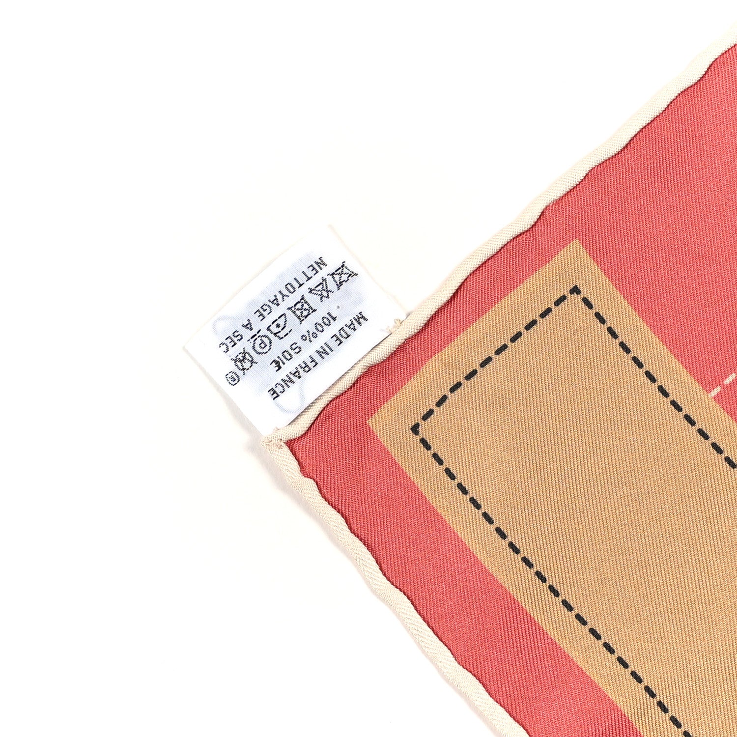 Hermes Silk Tapis de Selle Double Face Scarf 90 Bois de Rose Beige Multicolore 3 of 3