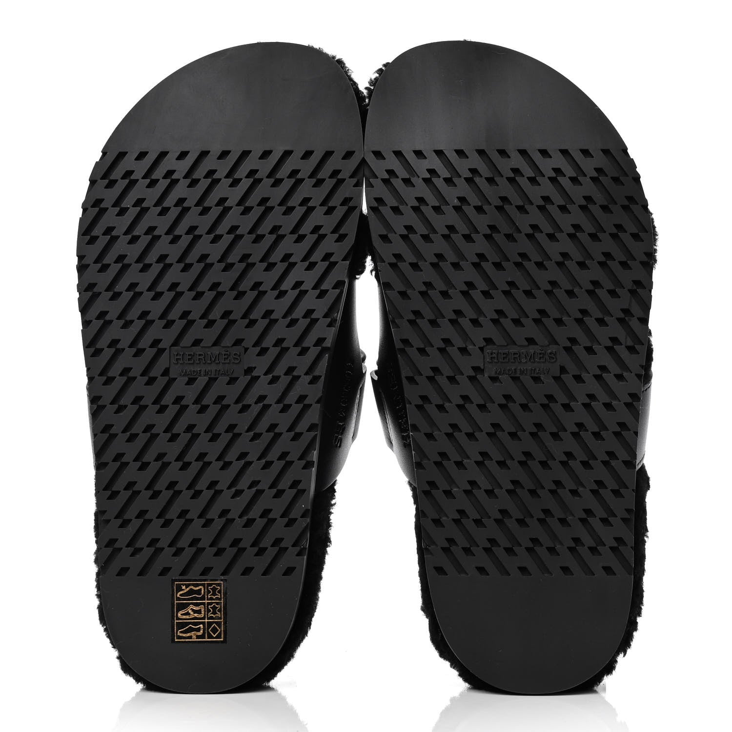 Hermes Calfskin Woolskin Womens Chypre Sandals 36 Black 4 of 5