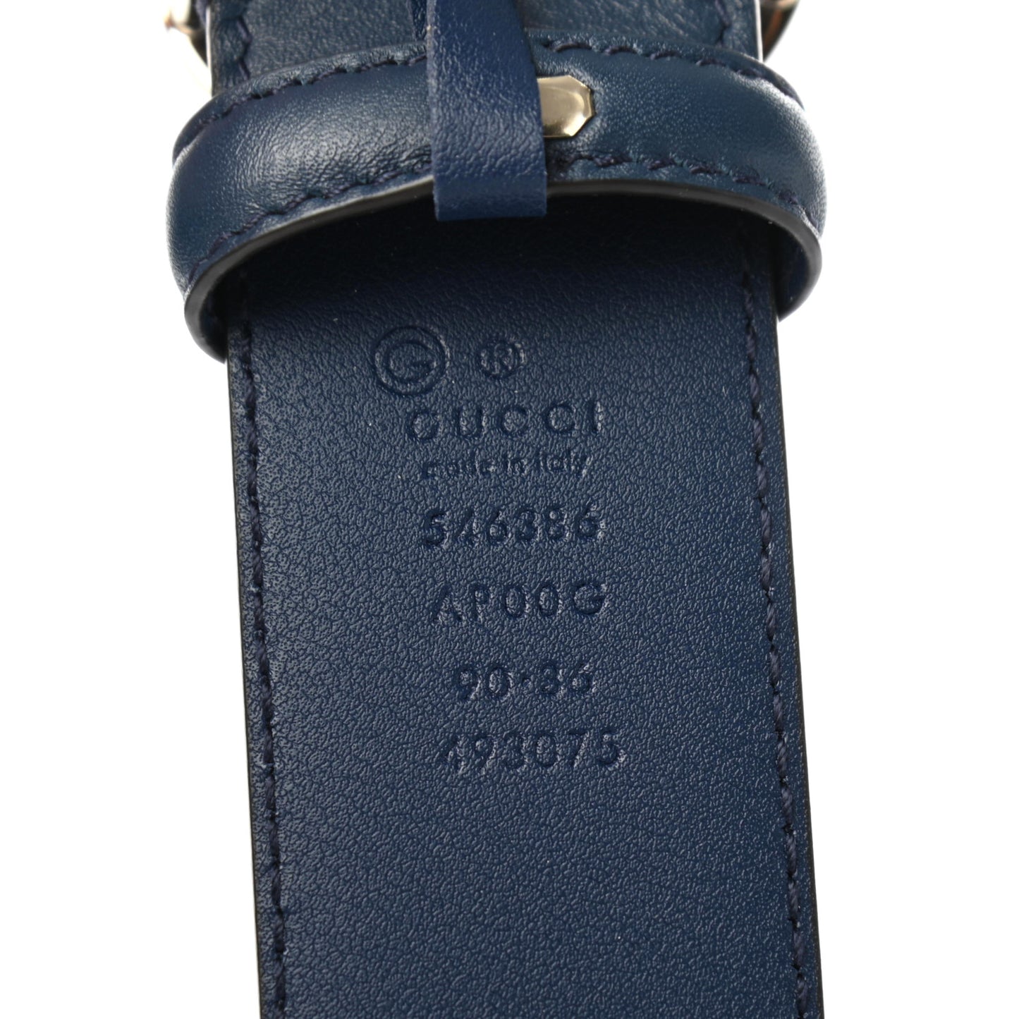 Moon Calfskin Interlocking G 37mm Belt 90 36 Cobalt Blue