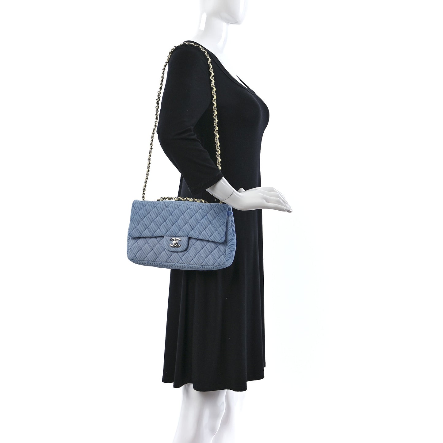 Neoprene Quilted Medium Single Flap Blue