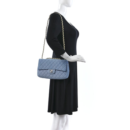Chanel Neoprene Quilted Medium Single Flap Blue 2 of 9