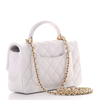 Chanel Iridescent Lambskin Quilted Mini Top Handle Rectangular Flap White 3 of 12