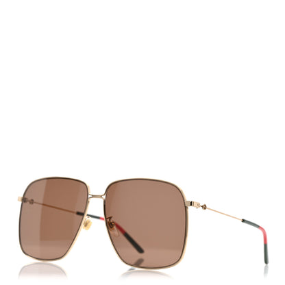 Gucci Rectangular Frame Interlocking G Sunglasses GG0394S Gold Green Red 1 of 7