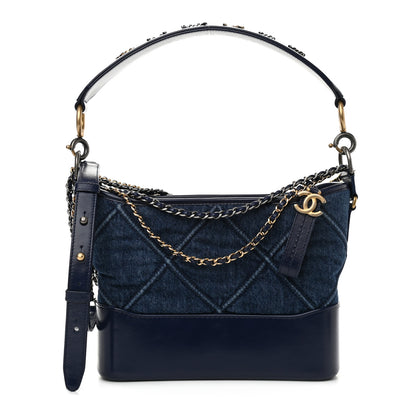 Chanel Denim Calfskin Quilted Small Gabrielle Logo Hobo Blue 1 of 11