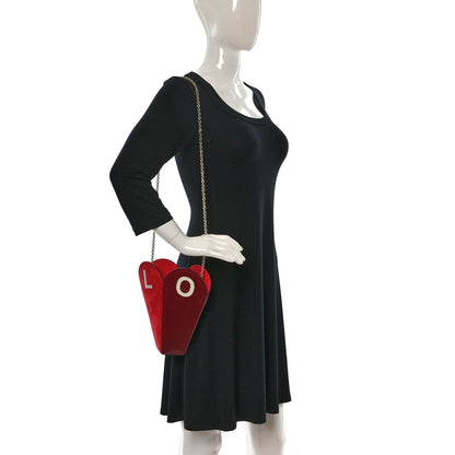 Gucci Calfskin Suede Snakeskin Valentines Day Small Heart Bag Red Pink Multicolor 2 of 9