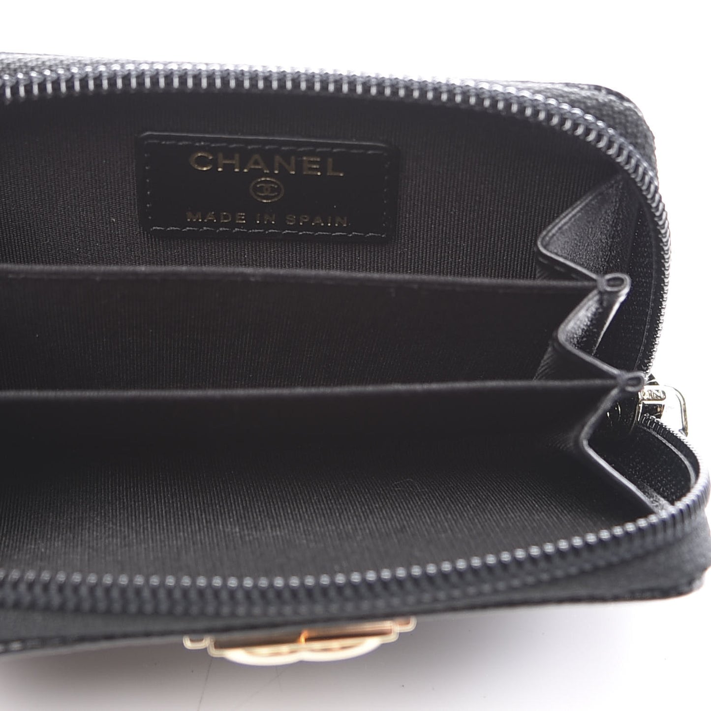 Caviar Quilted Boy Zip Around Coin Purse Wallet Black