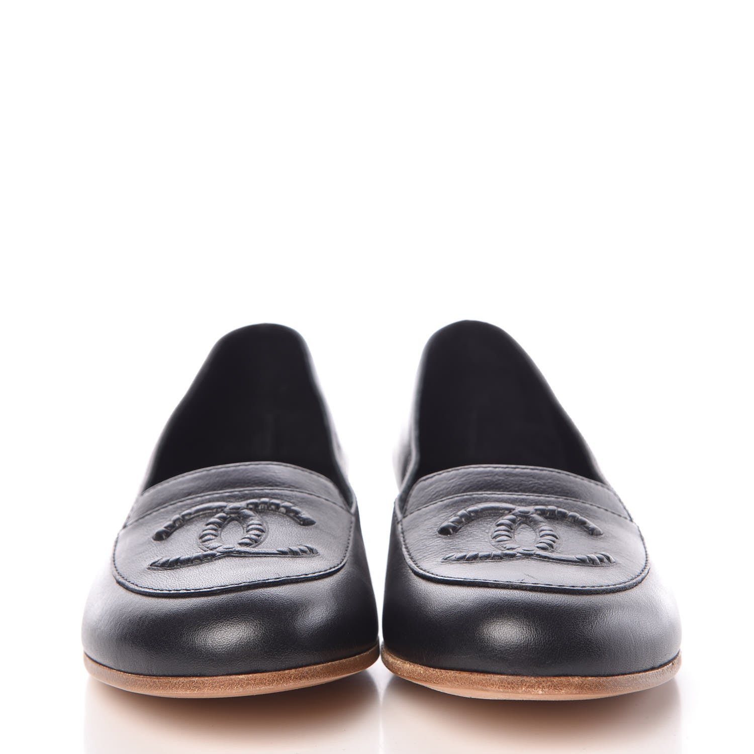 Chanel Lambskin CC Loafers 39.5 Black 2 of 12