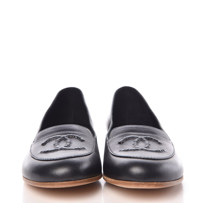 Chanel Lambskin CC Loafers 39.5 Black 2 of 12