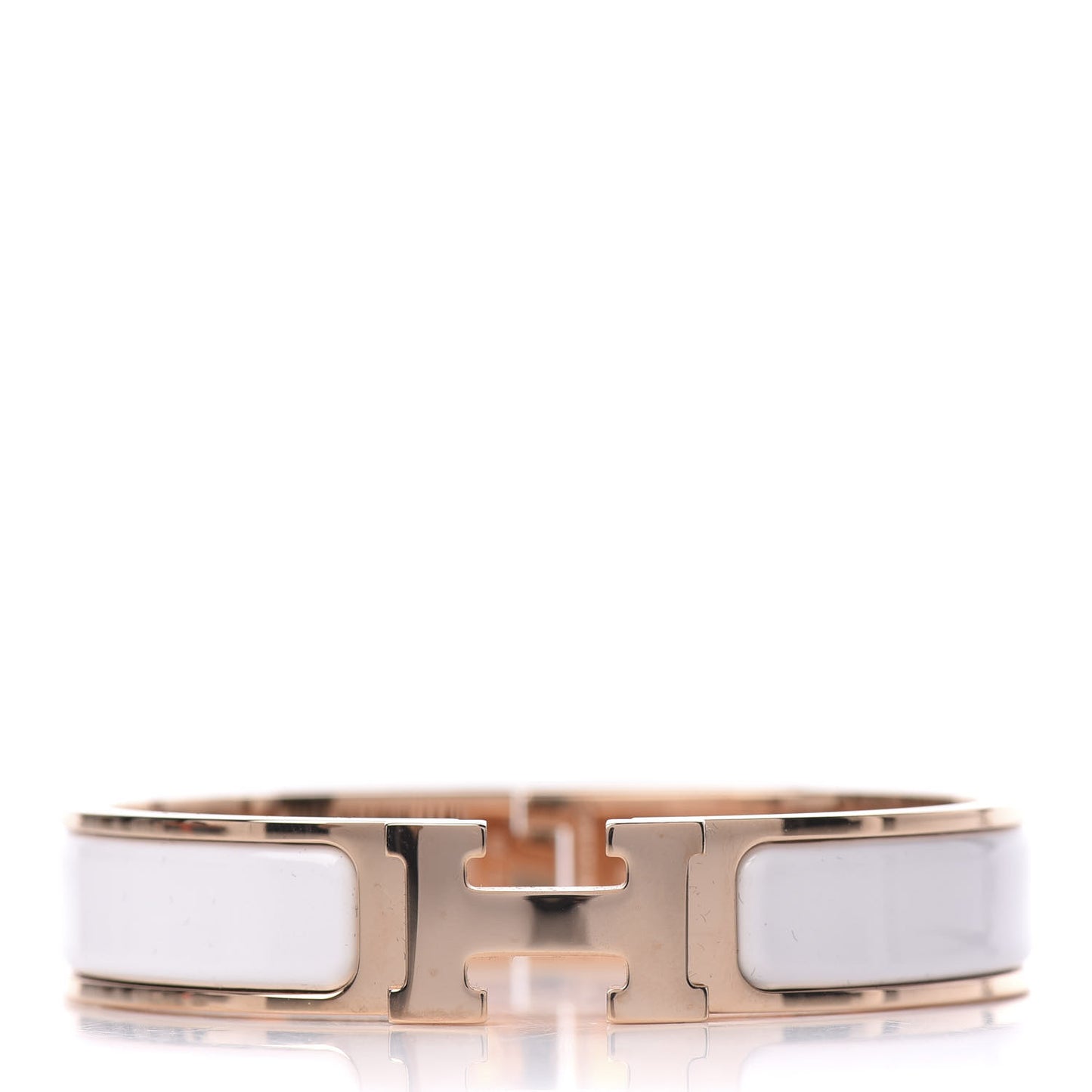Enamel Narrow Clic Clac H Bracelet PM White