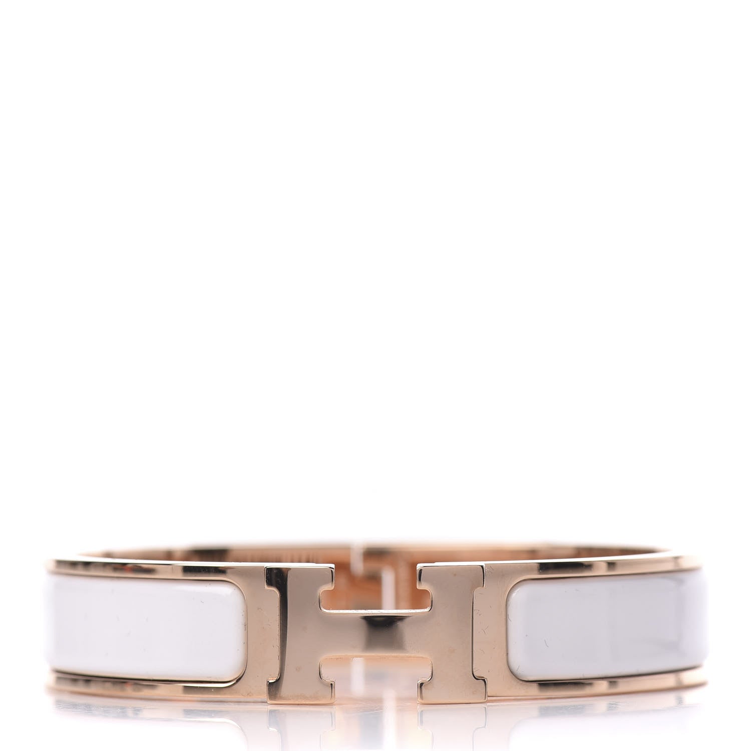 Hermes Enamel Narrow Clic Clac H Bracelet PM White 1 of 6