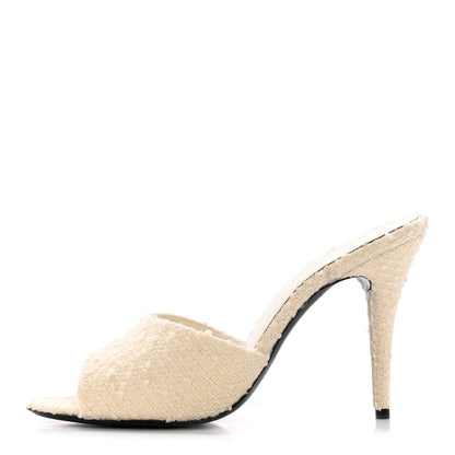 Saint Laurent Boucle Tweed La 16 Mule Sandals 39 White 1 of 10