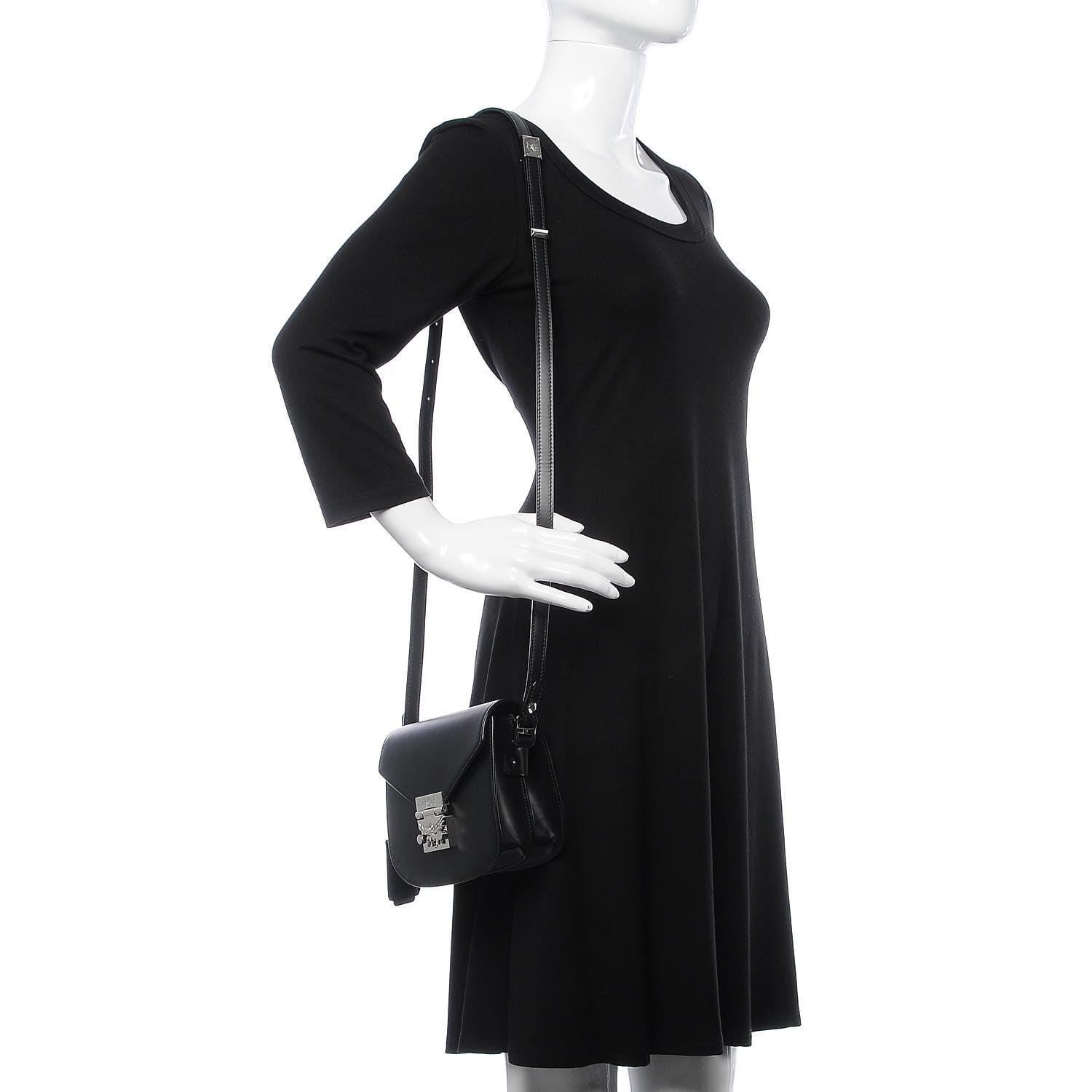 MCM Calfskin Mini Patricia Crossbody Bag Black 2 of 8