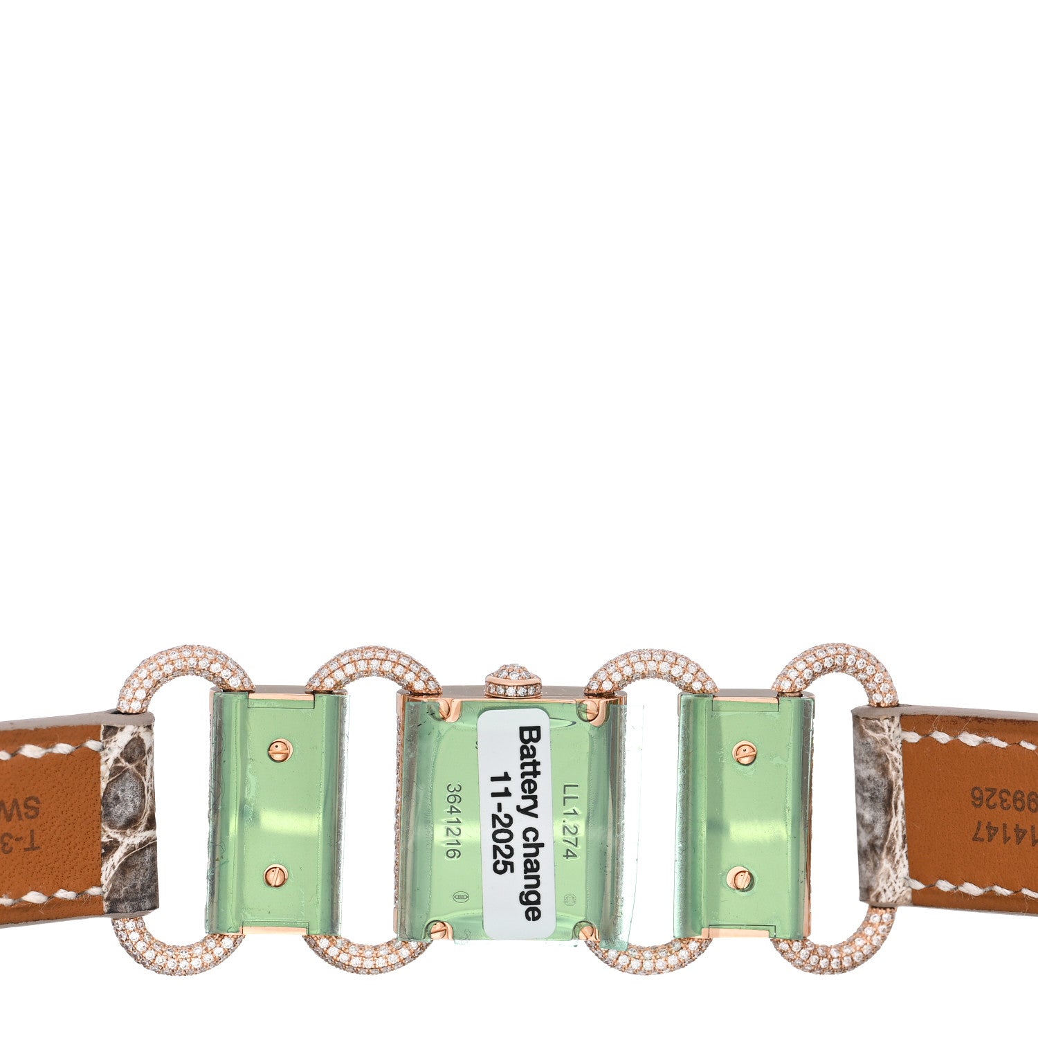 Hermes 18K Rose Gold Crocodile Diamond 17mm Klikti Quartz Watch Himalayan 4 of 5