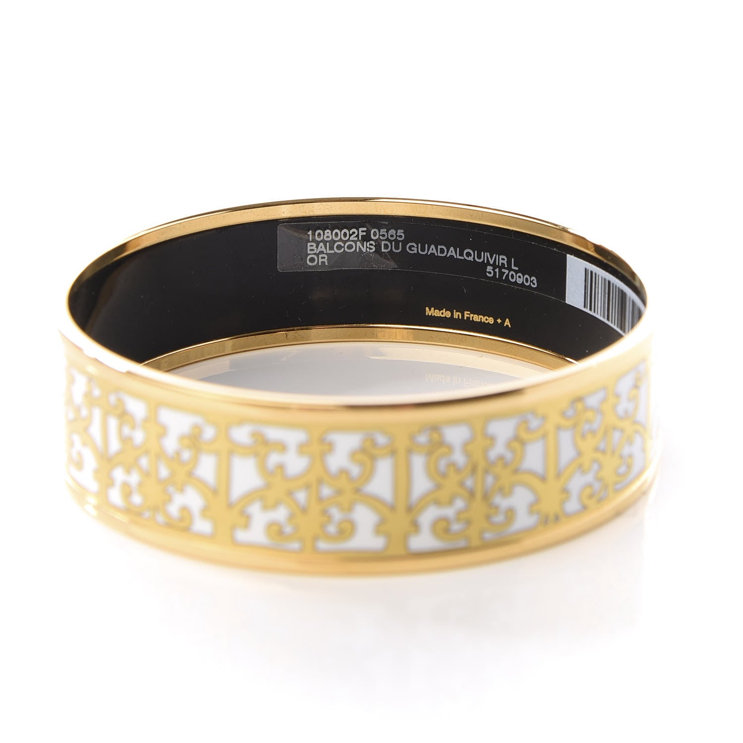 Hermes Enamel Printed Wide Balcons du Guadalquivir Bracelet 65 Gold 4 of 5