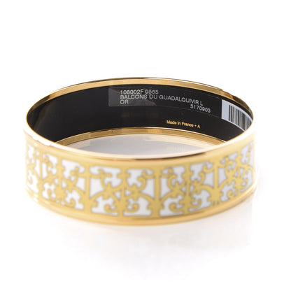 Hermes Enamel Printed Wide Balcons du Guadalquivir Bracelet 65 Gold 4 of 5