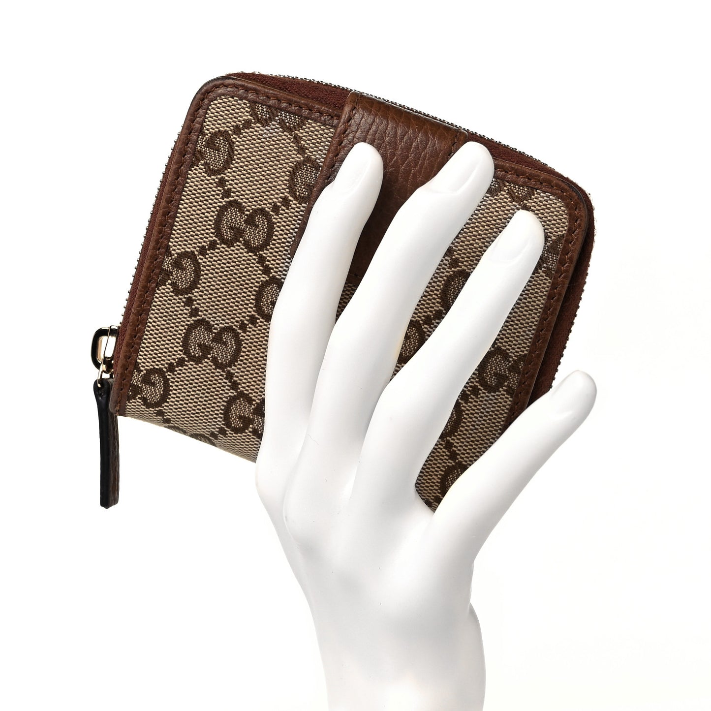 Monogram Dollar Calfskin Zip Around French Wallet Beige Ebony Tabacco