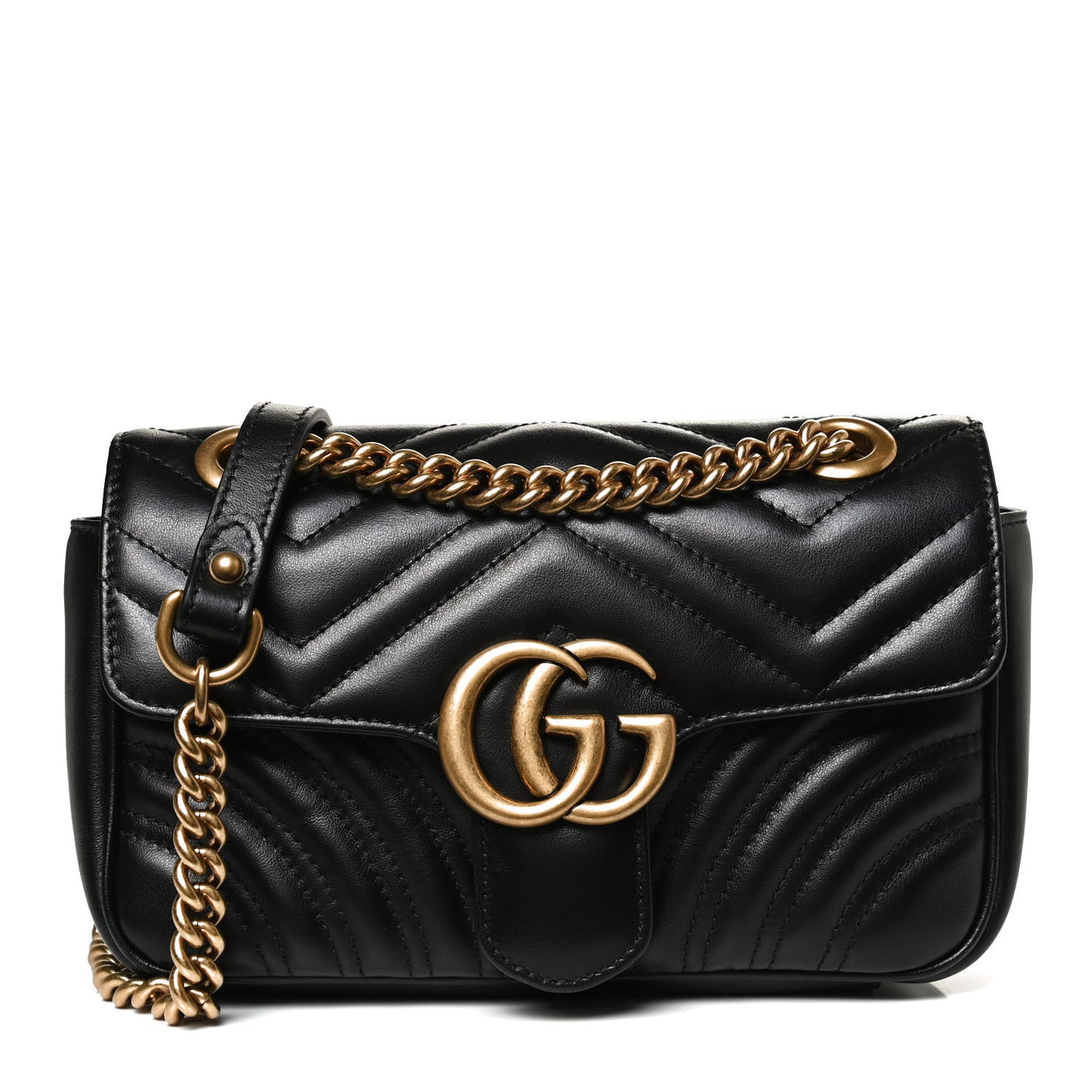 Calfskin Matelasse Mini GG Marmont Shoulder Bag Black