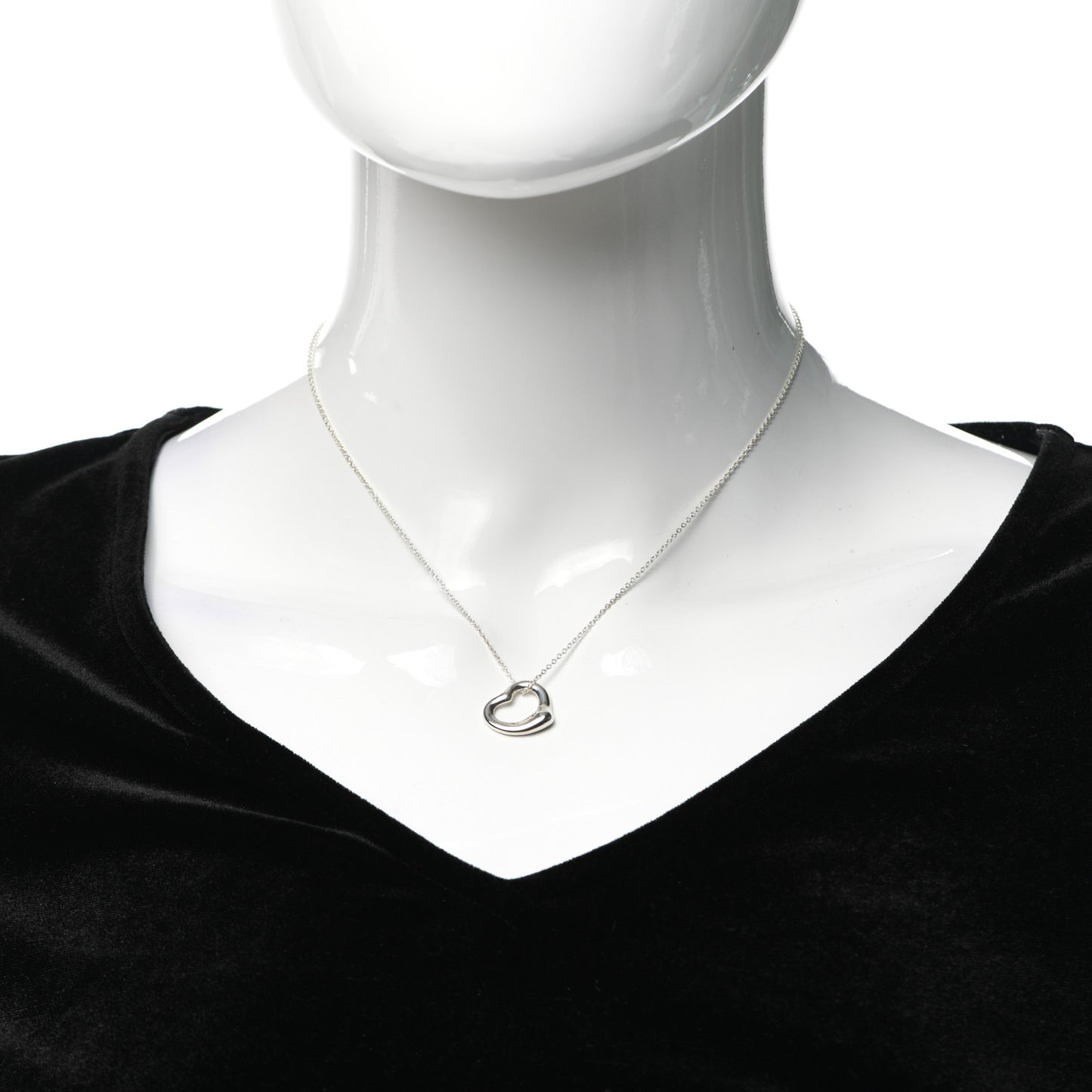 Sterling Silver 11mm Elsa Peretti Open Heart Pendant Necklace