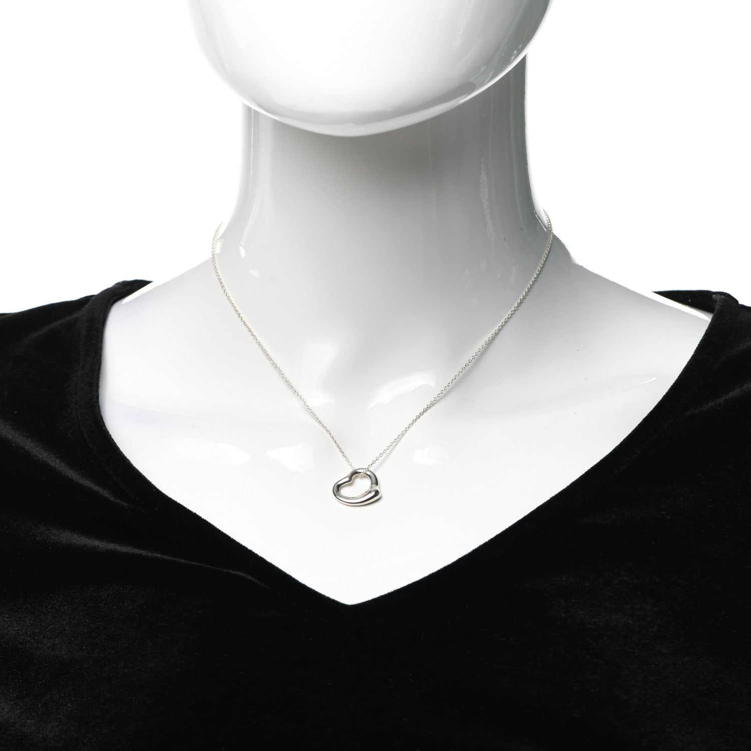 Tiffany Sterling Silver 11mm Elsa Peretti Open Heart Pendant Necklace 2 of 6