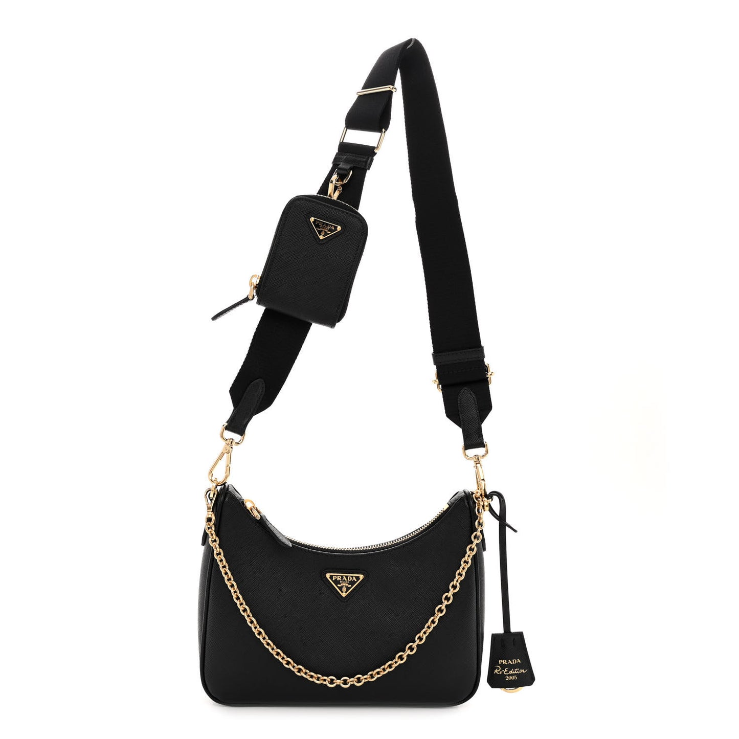 Saffiano Lux Re-Edition 2005 Shoulder Bag Black