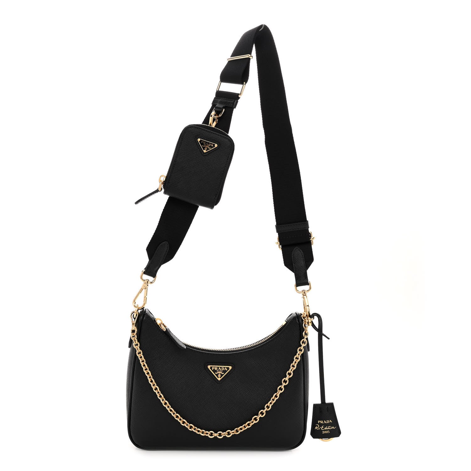 Prada Saffiano Lux Re-Edition 2005 Shoulder Bag Black 1 of 9