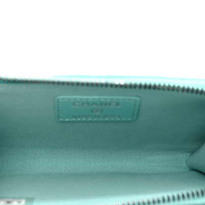 Chanel Lambskin Quilted CC Zip Around Card Holder Turquoise 5 of 8