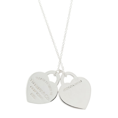 Tiffany Sterling Silver Enamel Return to Tiffany Double Heart Tag Pendant Necklace Red 4 of 6