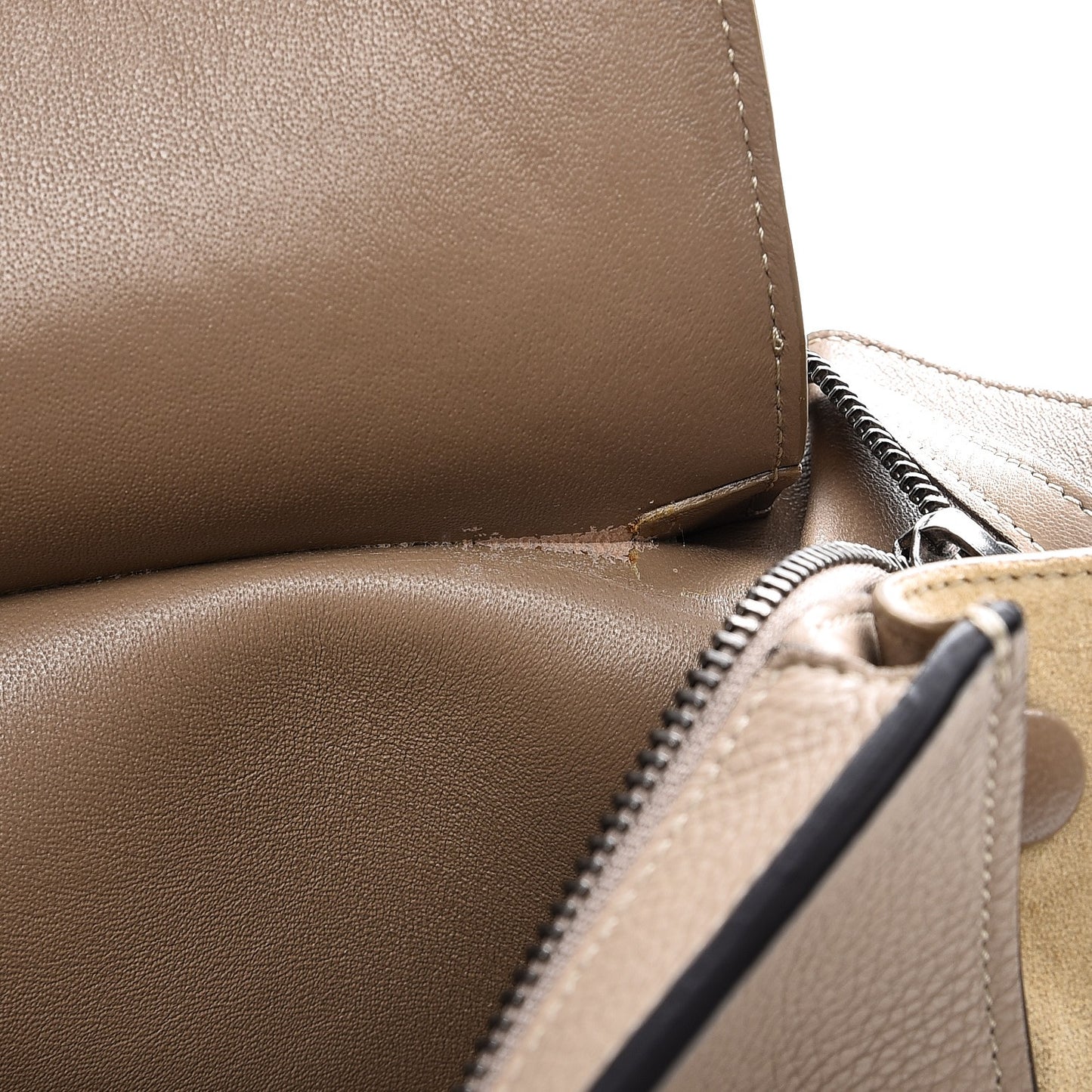 Drummed Calfskin Suede Small Trapeze Dune