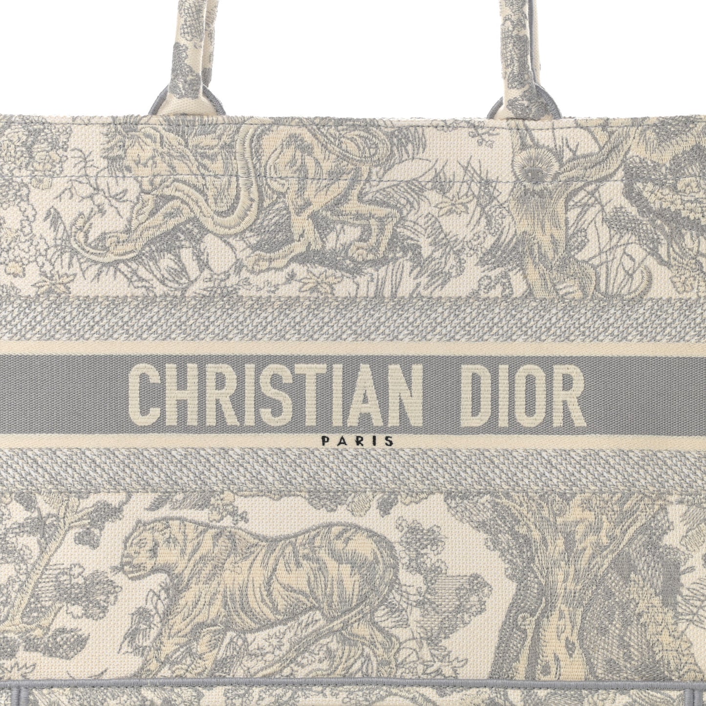 Canvas Embroidered Medium Dioriviera Toile De Jouy Book Tote Gray