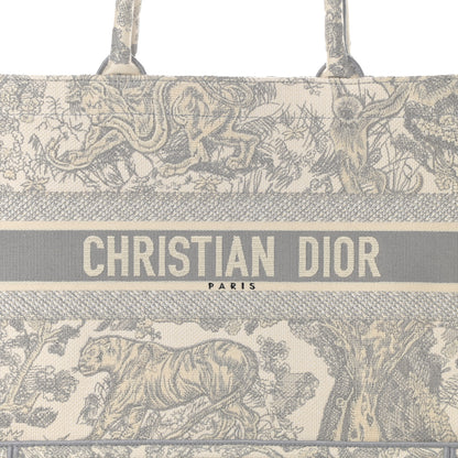 Christian Dior Canvas Embroidered Medium Dioriviera Toile De Jouy Book Tote Gray 8 of 11