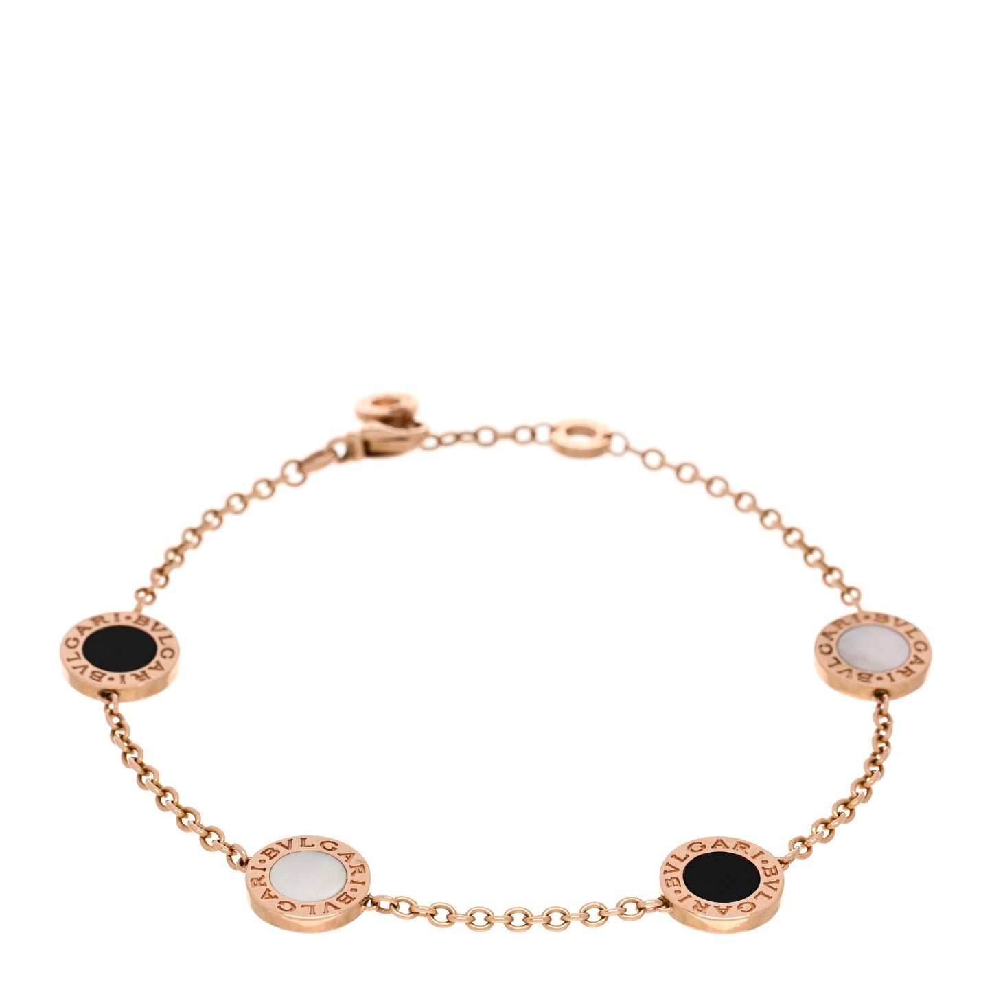 18K Rose Gold Mother of Pearl Black Onyx BVLGARI BVLGARI Four Station Bracelet