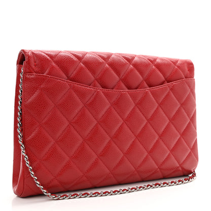 Chanel Caviar Quilted Clutch With Chain Flap Red 3 of 8