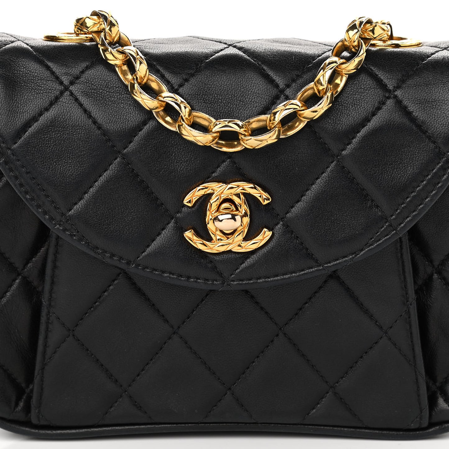 Lambskin Quilted Mini Flap Black