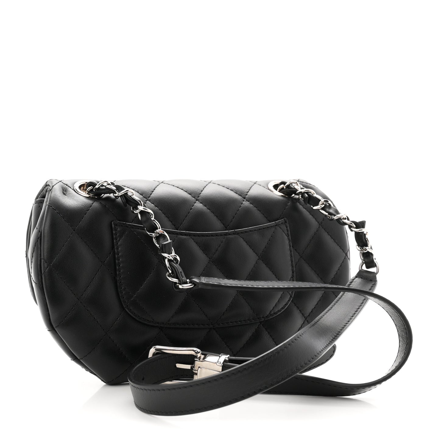 Calfskin Quilted CC Uniform Flap Belt Bag Black