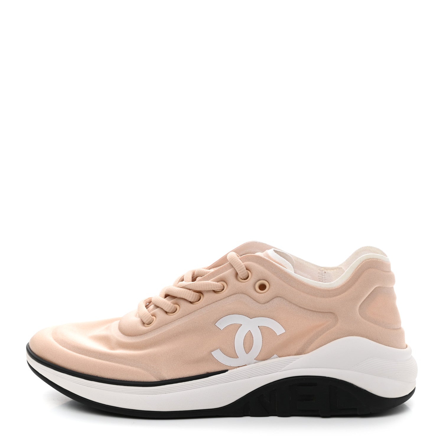 Chanel Lycra Fabric CC Sneakers 38 Beige 1 of 8